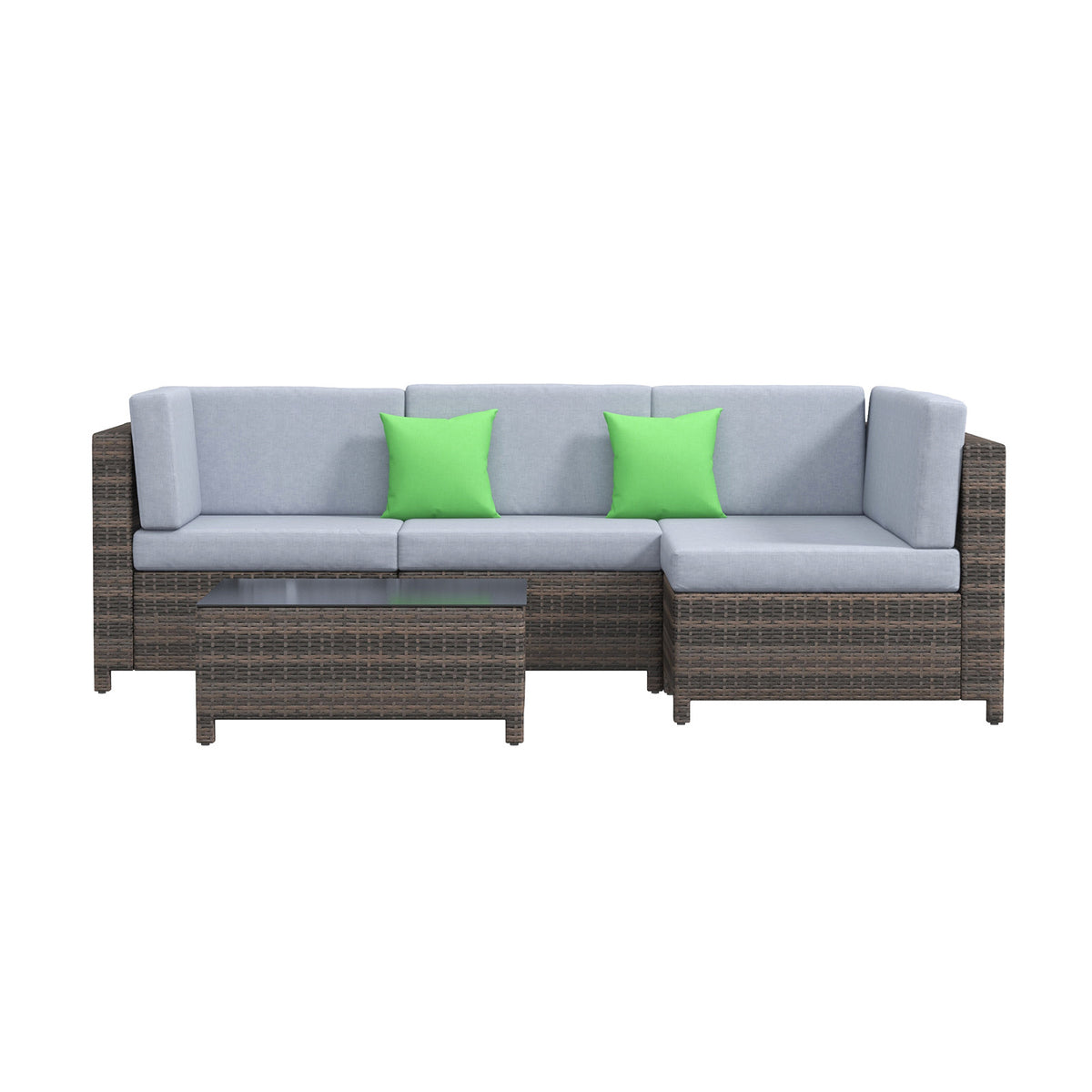 Milano Outdoor 5 PC Rattan Sofa Set Colour Oatmeal Seat & Black Coating (5 Boxes)-1927503928820371456