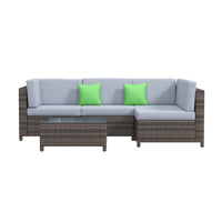Milano Outdoor 5 PC Rattan Sofa Set Colour Oatmeal Seat & Black Coating (5 Boxes)-1927503928820371456