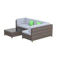 Milano Outdoor 5 PC Rattan Sofa Set Colour Oatmeal Seat & Black Coating (5 Boxes)-1927503928820371461