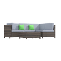 Milano Outdoor 5 PC Rattan Sofa Set Colour Oatmeal Seat & Black Coating (5 Boxes)-1927503928820371462
