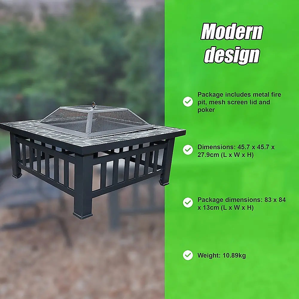 18’’ square metal fire pit outdoor heater 8