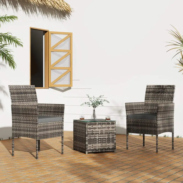 2 seater pe rattan outdoor chat set- mixed grey 1