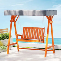 2 seater wooden swing bench seat with canopy - charcoal or teak 5