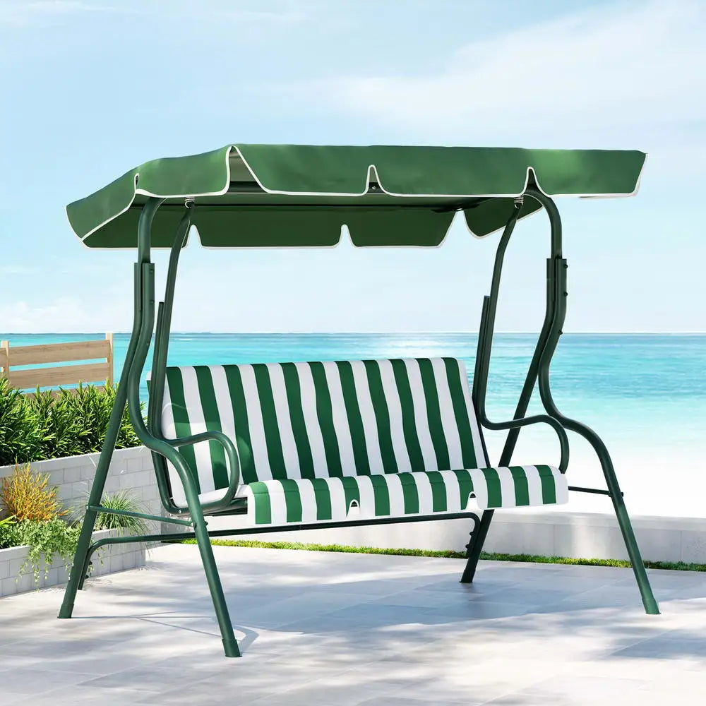 3 seater steel swing bench seat with canopy - 4 colours 5