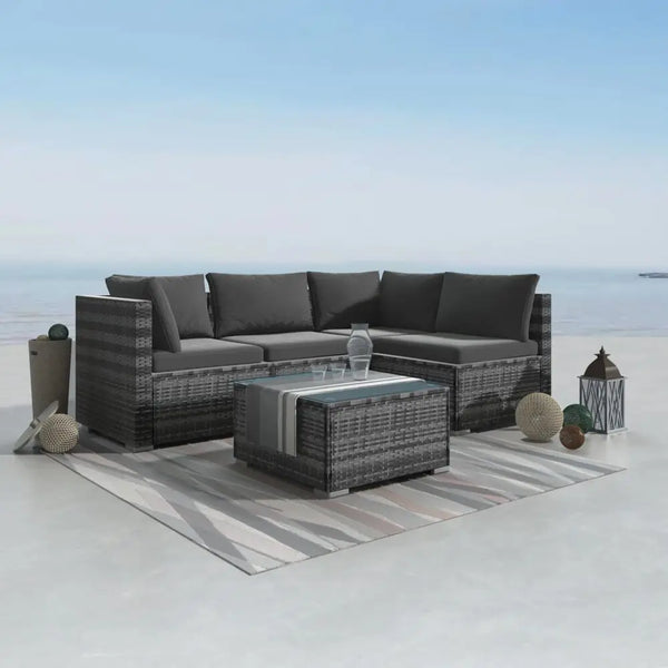 5 pc outdoor modular lounge sofa bondi - grey 2