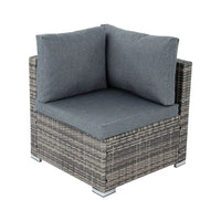 Grey wicker chair with cushion - 6pc outdoor modular lounge sofa set - a good choice for outdoor living