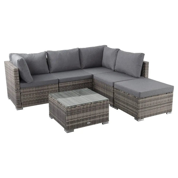 6pc outdoor modular sofa set with coffee table - grey