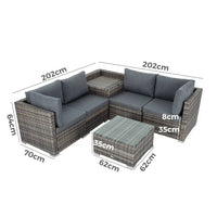 Outdoor modular lounge sofa and ottoman set with precise measurements (720mm x 720mm) by coogee - ideal for outdoor living furniture