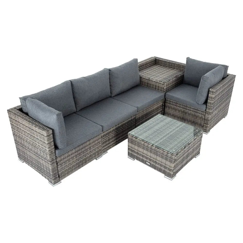6pcs outdoor modular lounge sofa coogee with glass table outdoor living furniture set