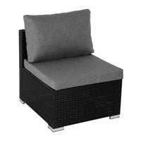 7pc outdoor wicker lounge chair with grey cushion - outdoor set promises luxurious comfort