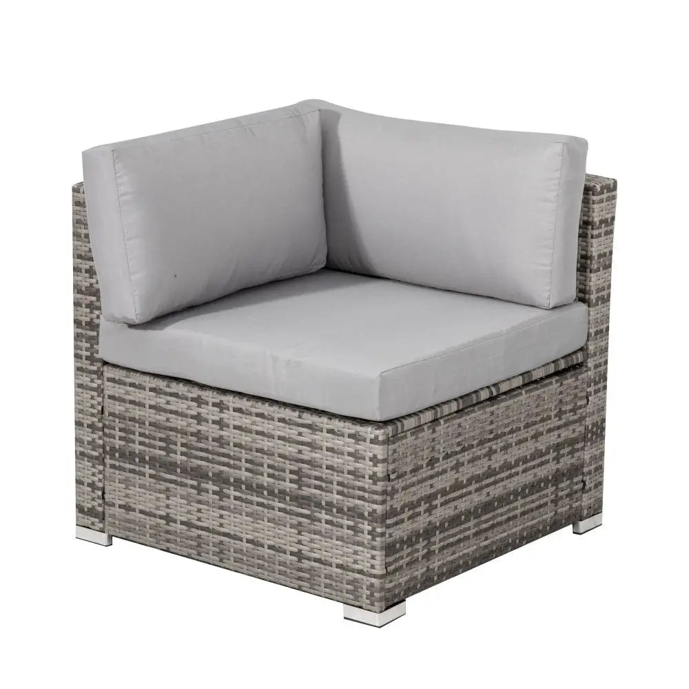 Gray wicker chair with cushion - part of 8pc outdoor dining set - grey