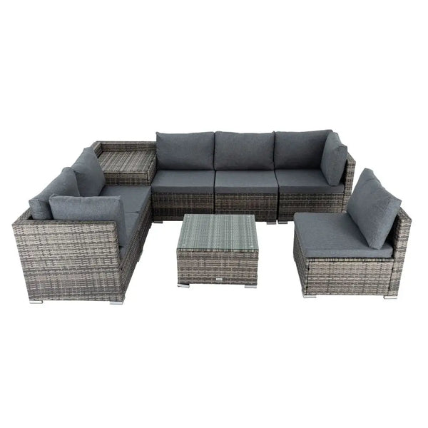8pcs modular lounge set with couch, chairs, and coffee table for outdoor furniture