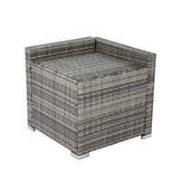 Grey wicker square seat chair from 8pcs outdoor furniture modular lounge sofa