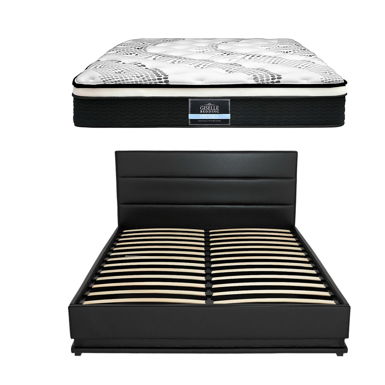 Queen Bed Frame with RGB LED Lights With 32cm Giselle Mattress Set