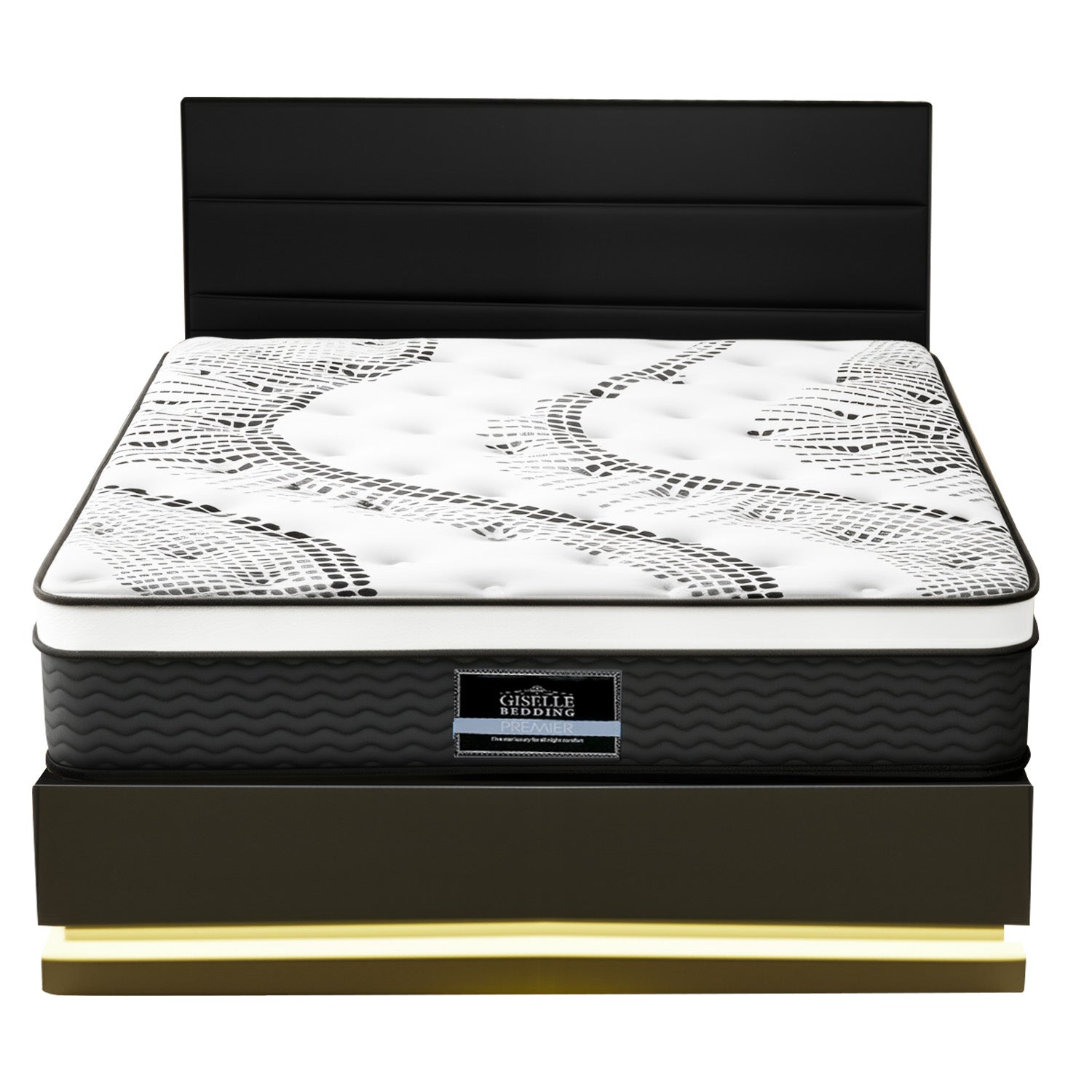 Queen Bed Frame with RGB LED Lights With 32cm Giselle Mattress Set