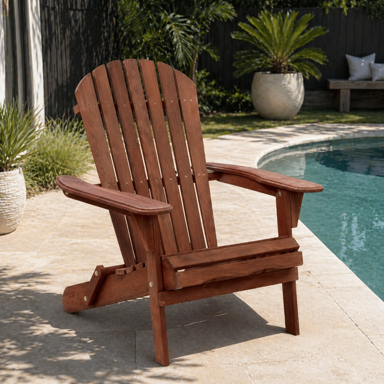 Adirondack Outdoor Chairs Wooden Foldable 88 x 70 x 52.5 - Brown