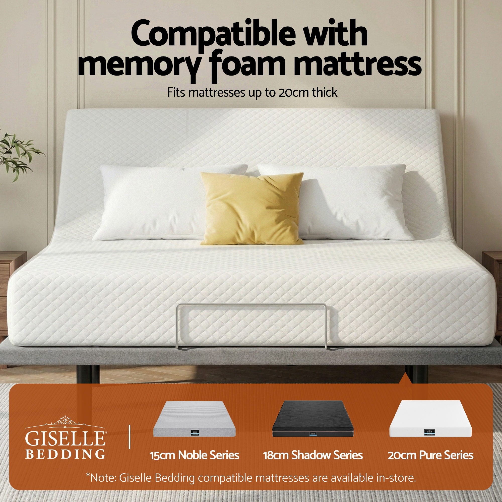 Adjustable Electric Bed Base with Wireless Remote & Zero Gravity - 2 Sizes