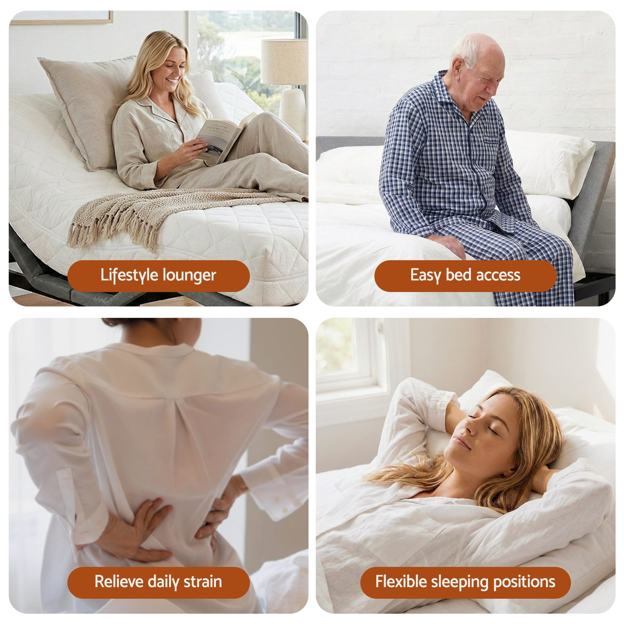 Adjustable Electric Bed Base with Wireless Remote & Zero Gravity - 2 Sizes