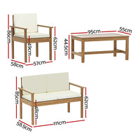 Acacia 4-Piece Outdoor Sofa Set Wooden