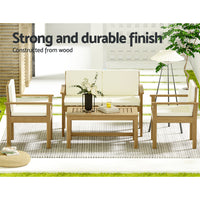 Acacia 4-Piece Outdoor Sofa Set Wooden