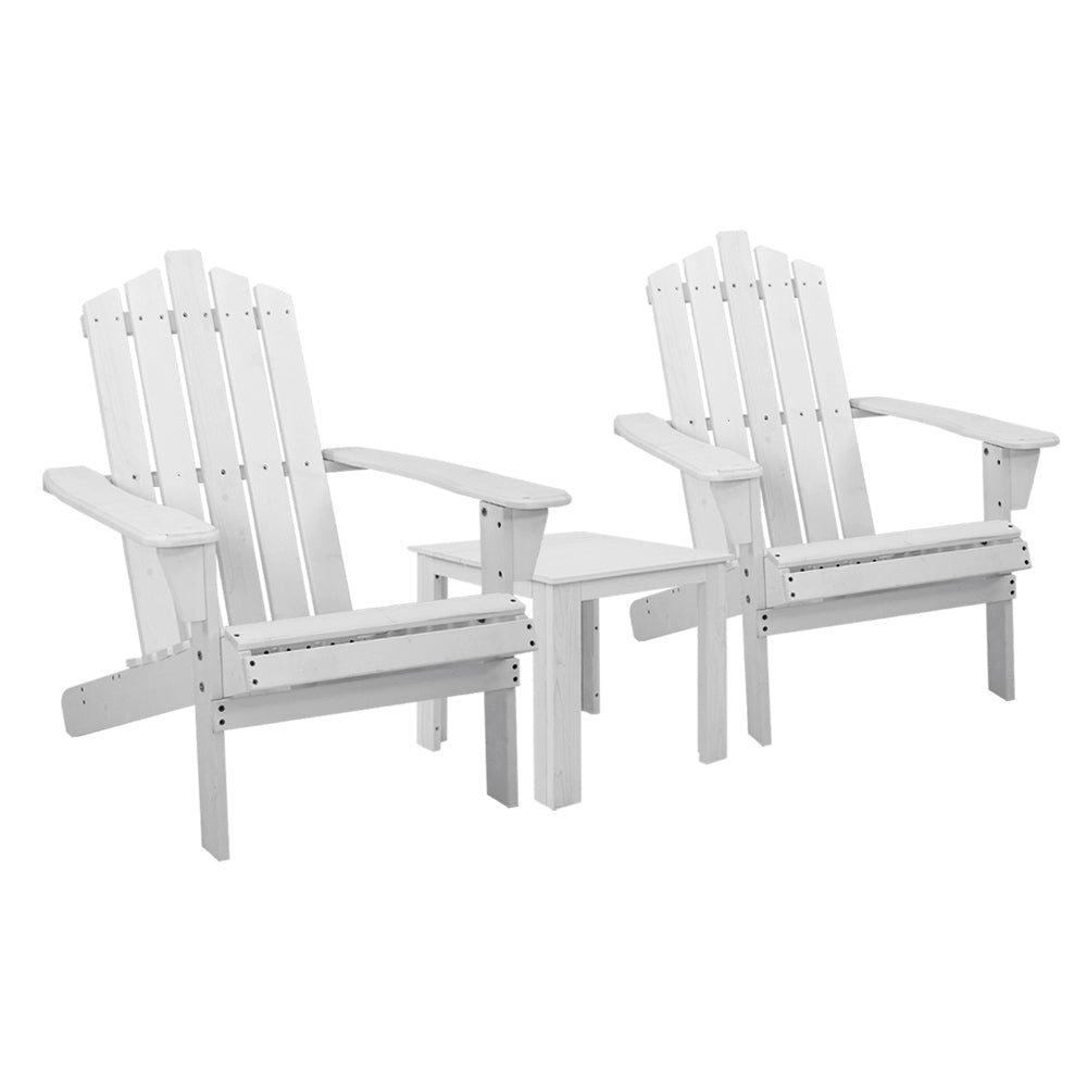 Adirondack 3pc Outdoor Table and Chairs Wooden - Brown, Natural or White