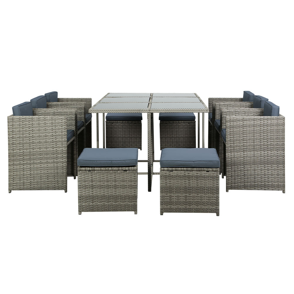 Gardeon 11pc outdoor dining set wicker 3