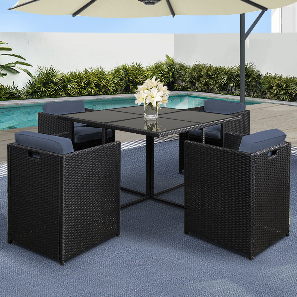 Rio gardeon 5pc outdoor dining set wicker - black 8