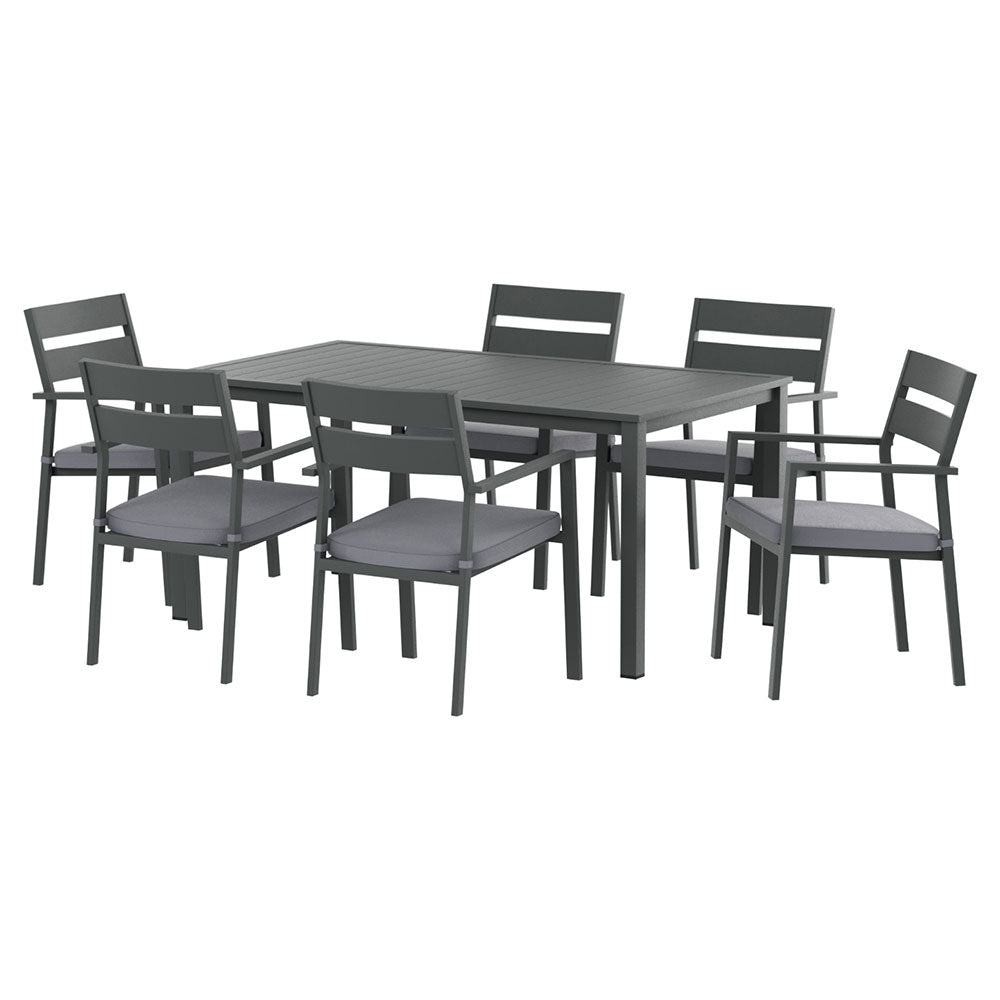 7-Piece Outdoor Aluminum Patio Dining Set with Table & Chairs – Black