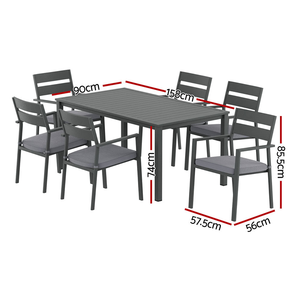 7-Piece Outdoor Aluminum Patio Dining Set with Table & Chairs – Black