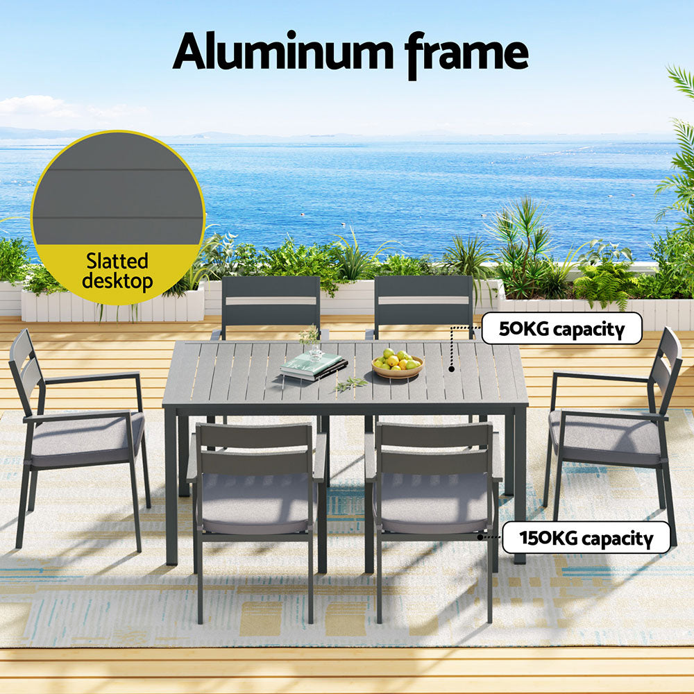 7-Piece Outdoor Aluminum Patio Dining Set with Table & Chairs – Black
