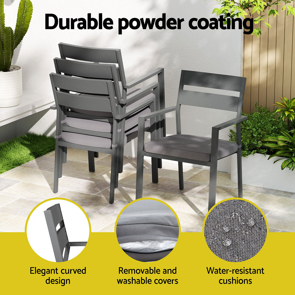 7-Piece Outdoor Aluminum Patio Dining Set with Table & Chairs – Black