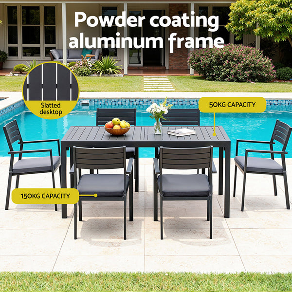 9-Piece Outdoor Aluminum Patio Dining Set with Extendable Table & Chairs – Black