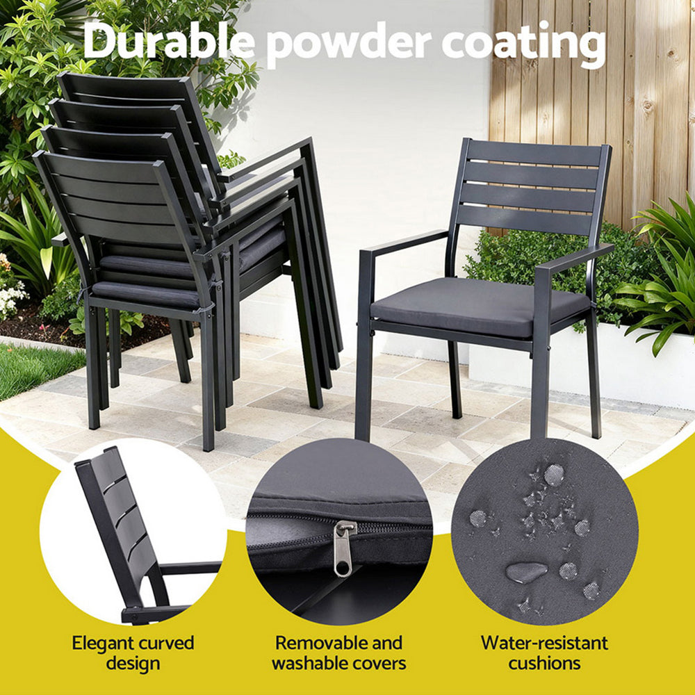 9-Piece Outdoor Aluminum Patio Dining Set with Extendable Table & Chairs – 2 Colours
