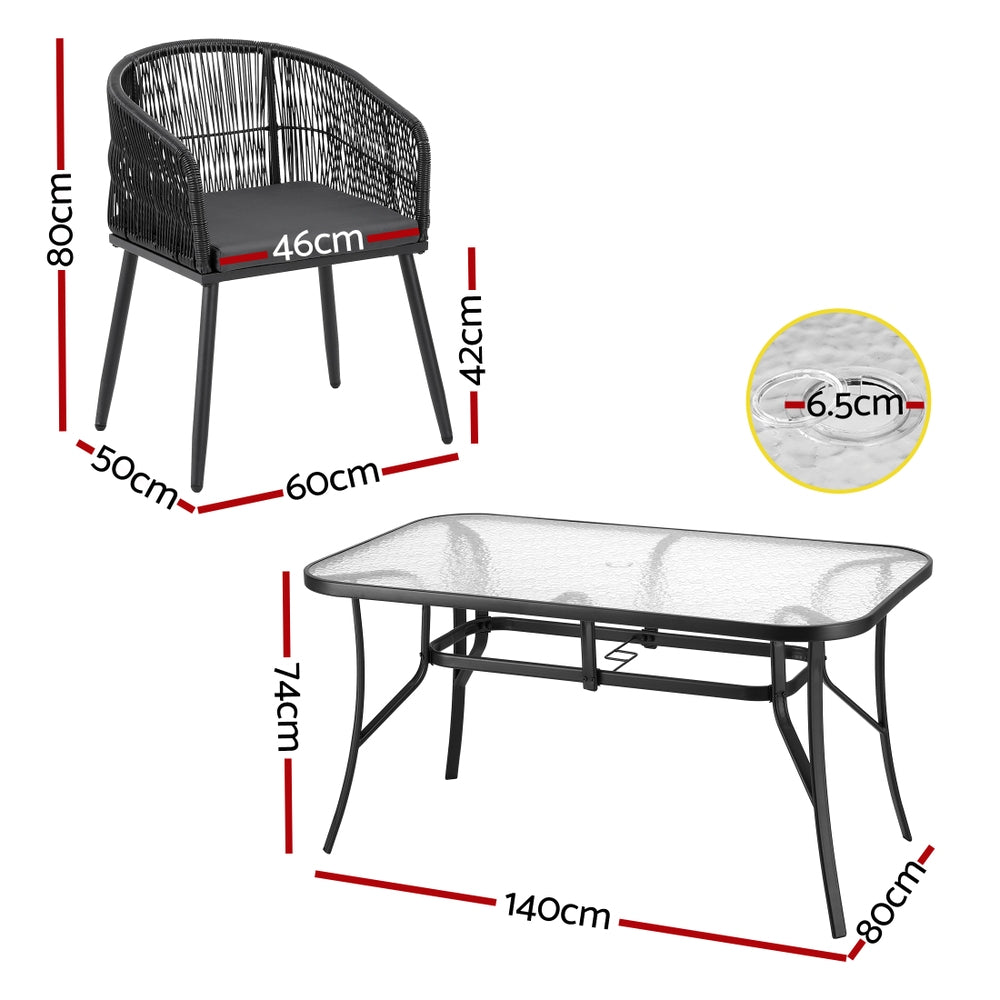5-Piece Outdoor Patio Dining Set with Table & Chairs – Black