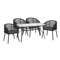 5-Piece Outdoor Patio Dining Set with Table & Chairs – Black
