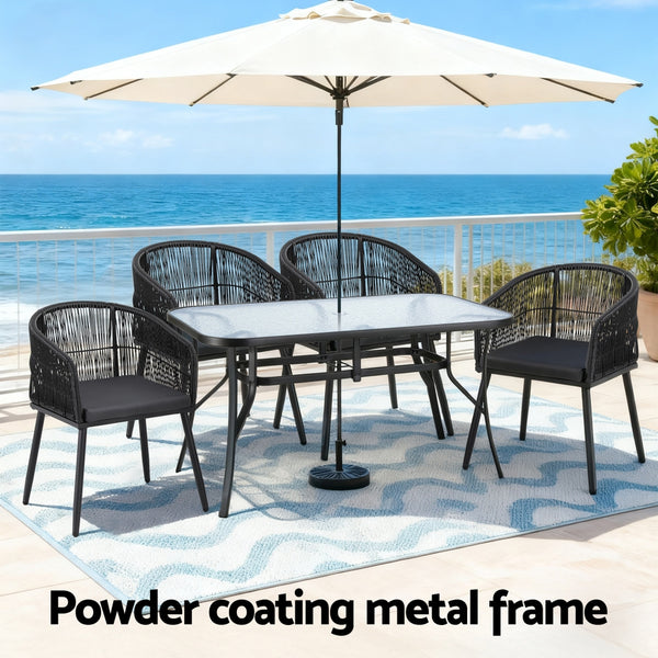 5-Piece Outdoor Patio Dining Set with Table & Chairs – Black