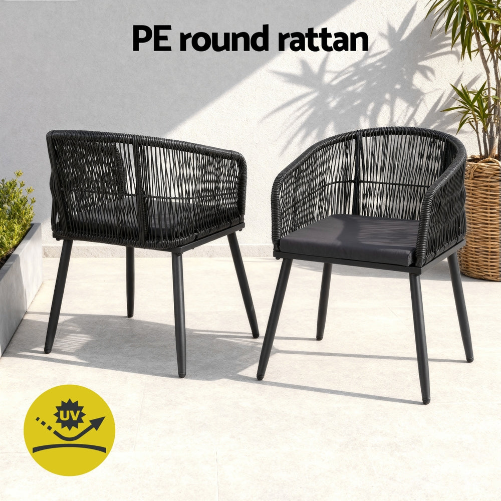 5-Piece Outdoor Patio Dining Set with Table & Chairs – Black