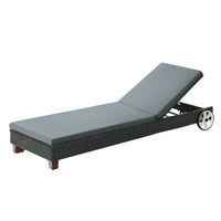 Gardeon Sun Lounge Wicker Day Bed With Wheels