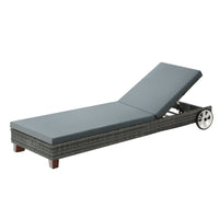 Gardeon Sun Lounge Wicker Day Bed With Wheels