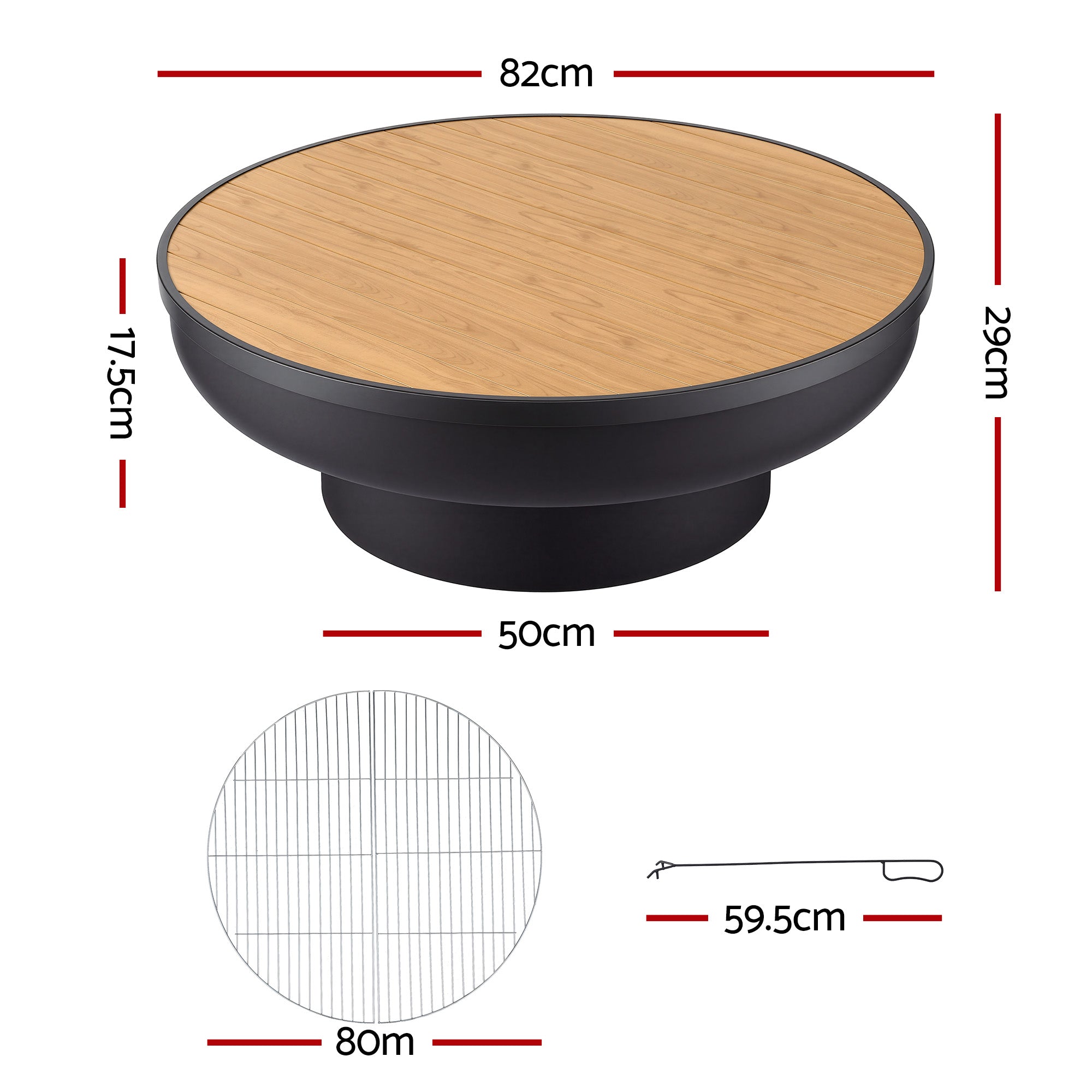 Multi-Use Fire Pit Table with Lid & BBQ Grill