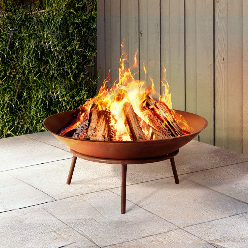 Grillz 56cm fire pit iron rustic bowl outdoor 2