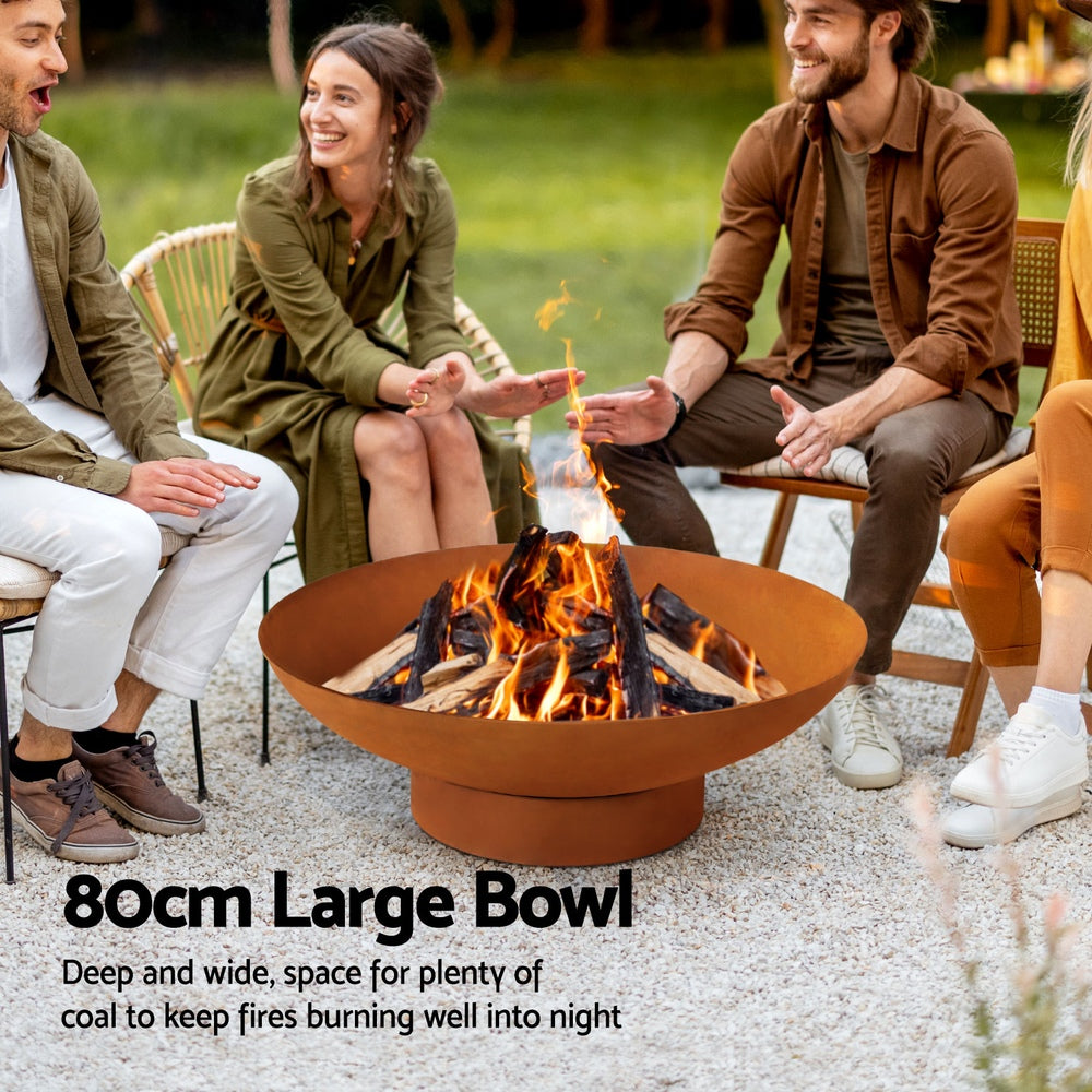 Grillz fire pit iron bowl 80cm outdoor patio fireplace 3
