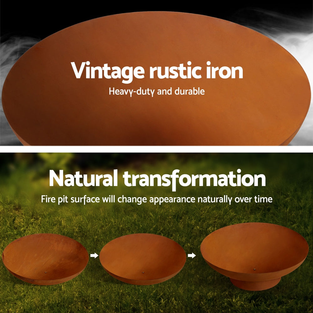 Grillz fire pit iron bowl 80cm outdoor patio fireplace 4