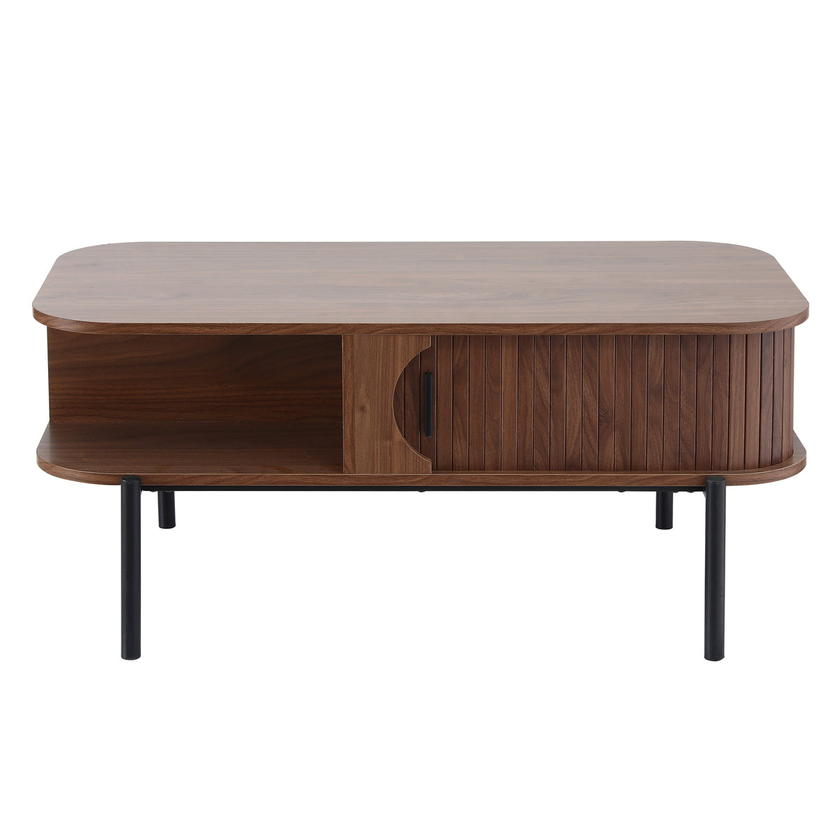Modern Style Coffee Table With Shelf - Walnut Colour