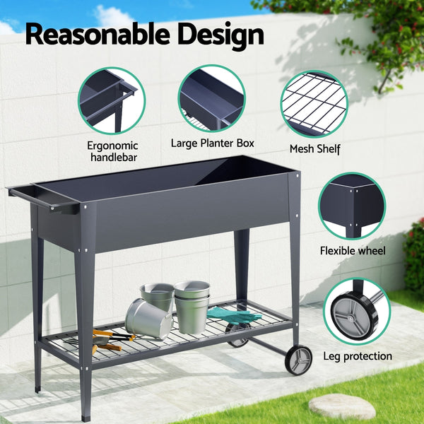 Raised Steel Planter Box 100x40x80cms - Grey