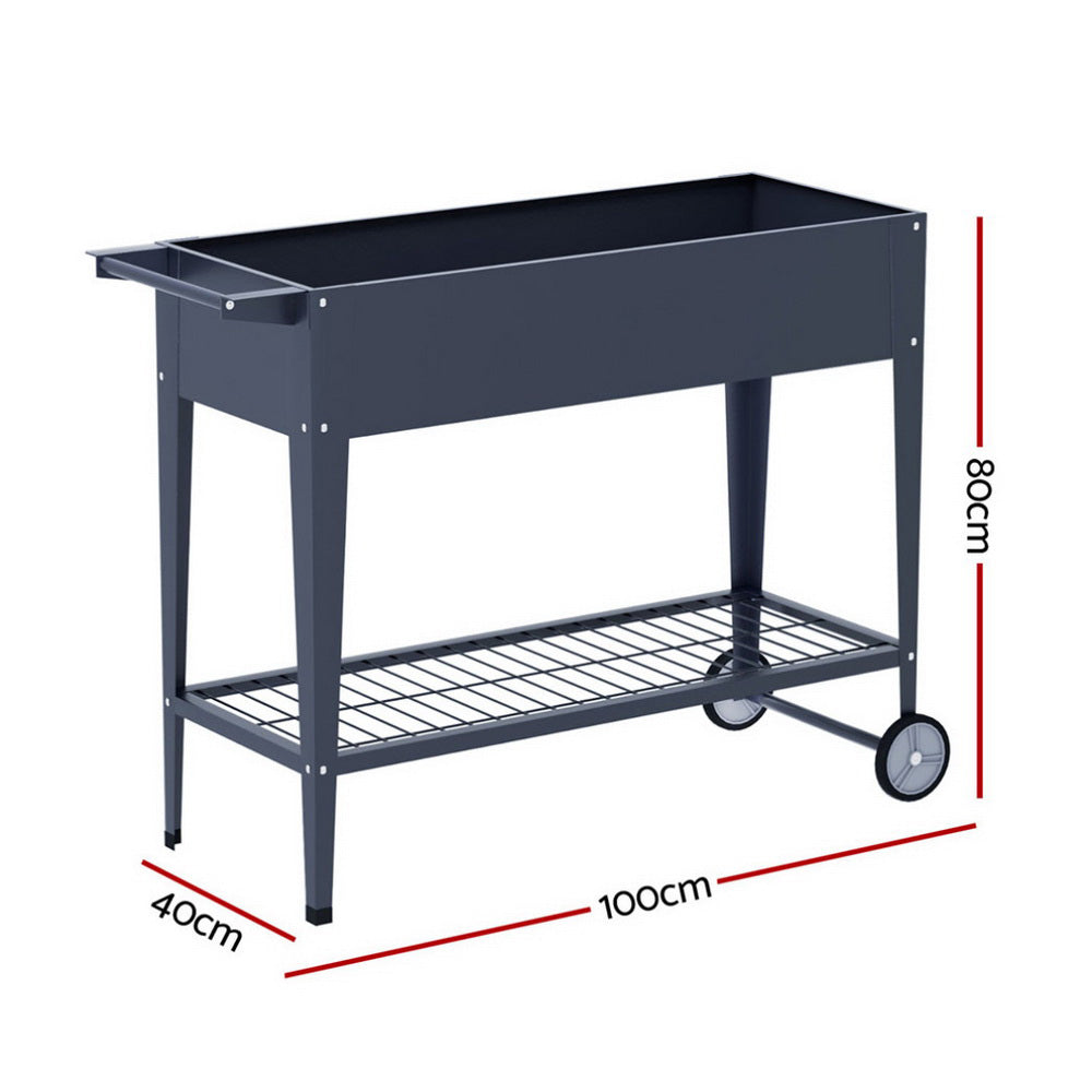 Elevated 100X40X80cm Planter Box Raised X2 - Grey Steel