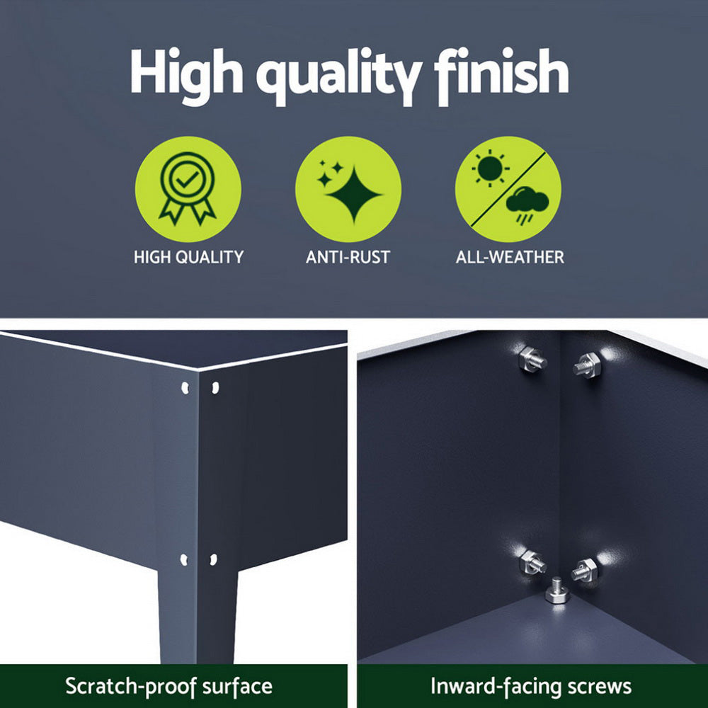 Elevated 100X40X80cm Planter Box Raised X2 - Grey Steel