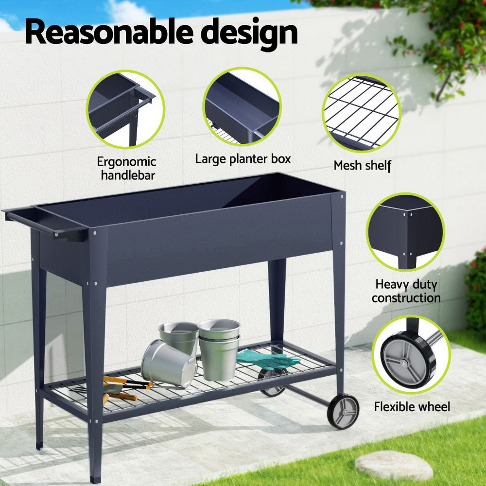 Elevated 100X40X80cm Planter Box Raised X2 - Grey Steel