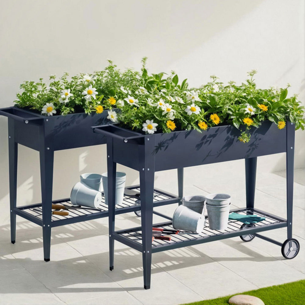 Elevated 100X40X80cm Planter Box Raised X2 - Grey Steel