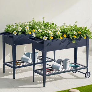 Elevated 100X40X80cm Planter Box Raised X2 - Grey Steel